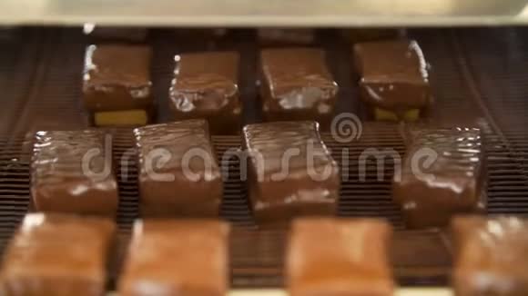 传送带上的巧克力糖果视频的预览图