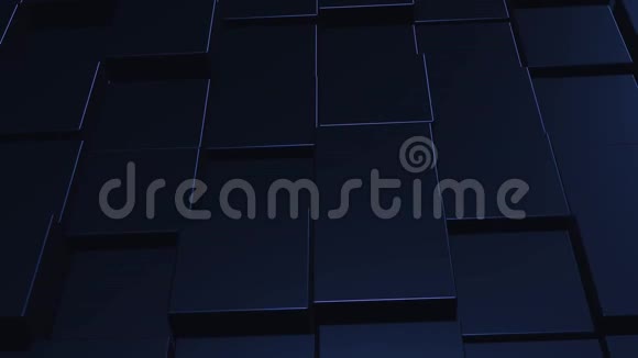 蓝色立方体的凉爽背景网zommingout使抽象的太阳在这个平方网格上变得可见视频的预览图