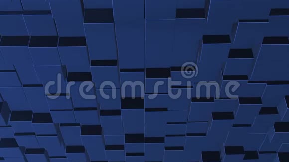 具有蓝色移动立方表面壁的抽象背景视频的预览图