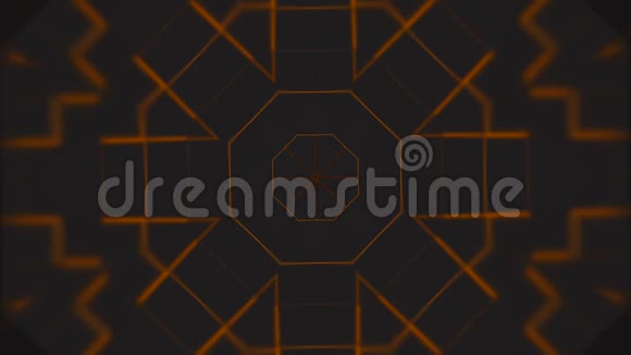 美丽的黑色和橙色多边形表面移动在无缝的三维动画视频的预览图