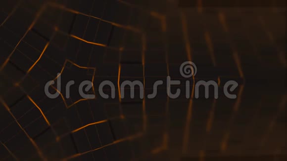 美丽的黑色和橙色多边形表面移动在无缝的三维动画视频的预览图