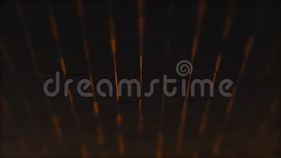 由黑色立方体组成的网格表面周围有橙色发光及其反射视频的预览图