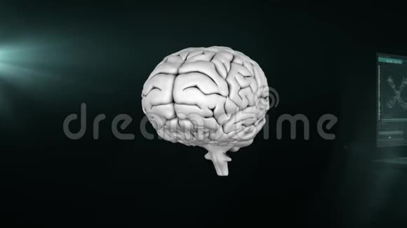 用科学家屏幕在背景下旋转3D大脑的动画视频的预览图