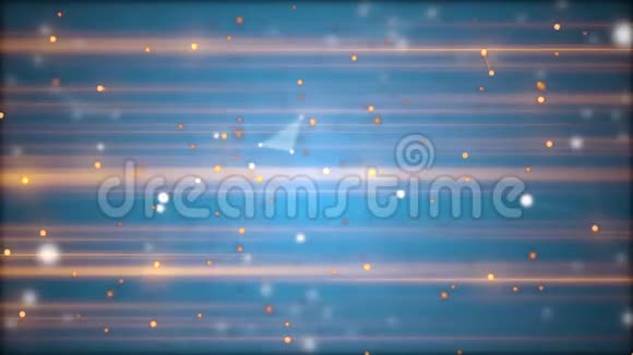 通过金色和白色恒星离焦粒子和水平蓝色背景上的线性连接放大视频的预览图