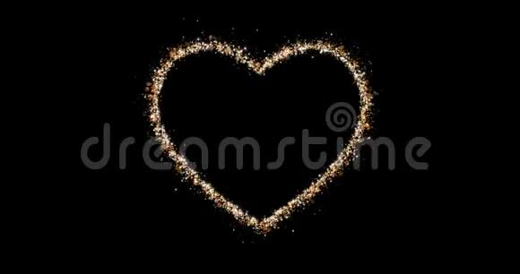 金色的心脏闪闪发光闪闪发光的粒子形成了爱的象征视频的预览图