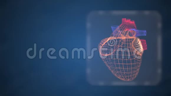 心脏病发作的概念抽象网格式心脏主动抽血在黑暗空间背景下旋转视频的预览图