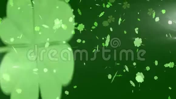 圣帕特里克节的绿色剪贴画落在深绿色背景上视频的预览图