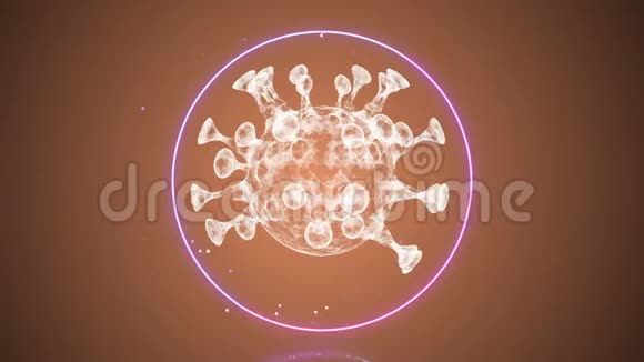 在细胞环境中闪烁的圆圈内的抽象病毒的动画视频的预览图