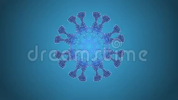 摘要蓝色背景与动画飞行粒子在马赛克图案为雪花视频的预览图
