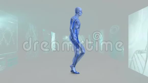 3D人行走与科学家屏幕旋转动画视频的预览图
