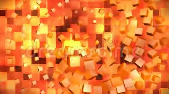 广播高科技旋转立方平方尺橙色抽象3D循环4K视频的预览图