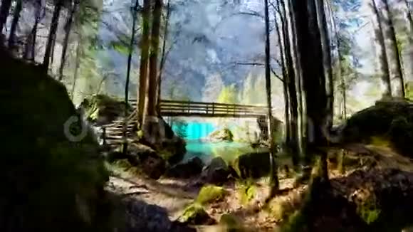 飞越湖景池景绿松石空中景色视频的预览图