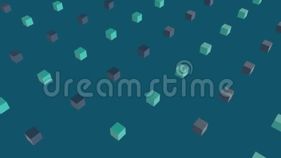 蓝色背景的绿色和棕色方块动画视频的预览图
