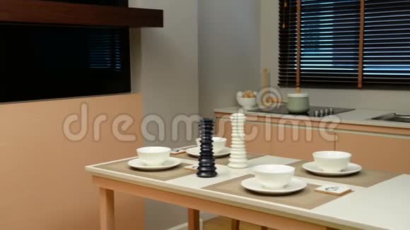 空餐桌和厨房视频的预览图