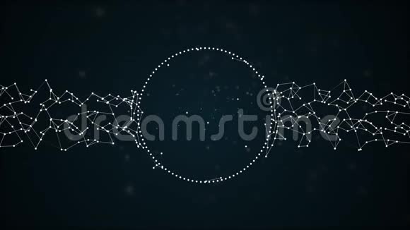 深蓝色背景下神经丛囊内多角形颗粒的分子结构视频的预览图