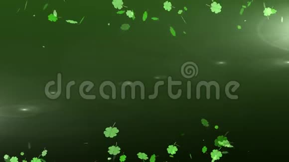 动画多个浮动绿色三叶草在顶部和底部视频的预览图