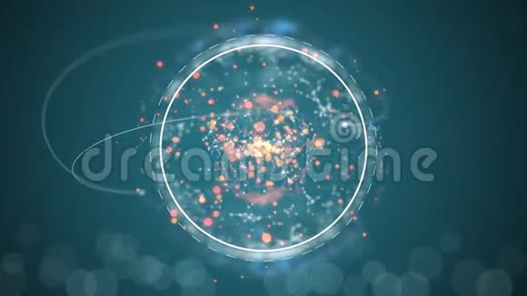 深蓝色背景上小斑点光原子的分子结构视频的预览图