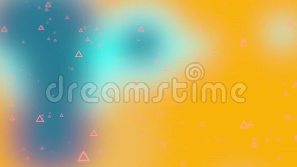 抽象的几何主题与闪烁的三角形粒子在彩色离焦背景上视频的预览图