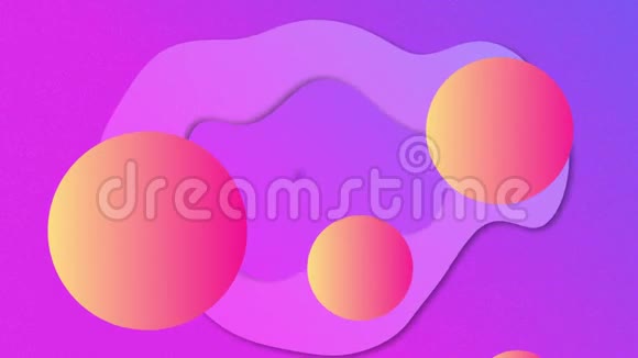 粉红色到橙色渐变球的动画和在紫色背球上流动的彩色碎片视频的预览图