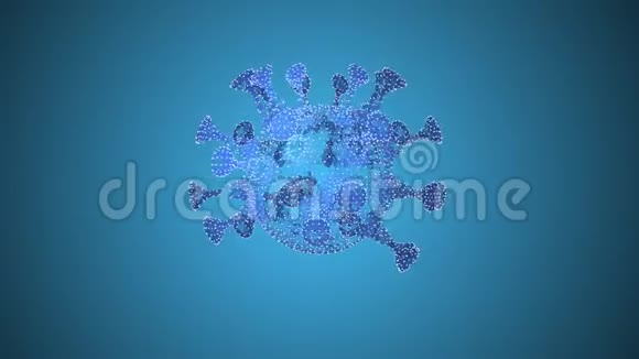 动画的病毒或细胞的深度半透明的几何结构漂浮在蓝色背景视频的预览图