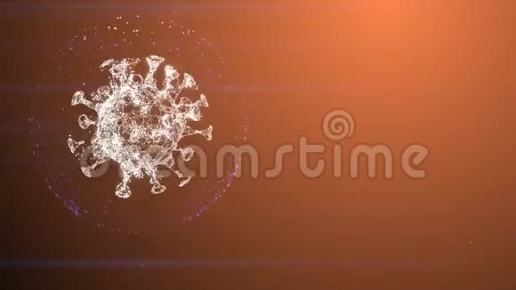 在砖红色背景下HIV细胞以透明的圆圈流动病毒性疾病的概念视频的预览图