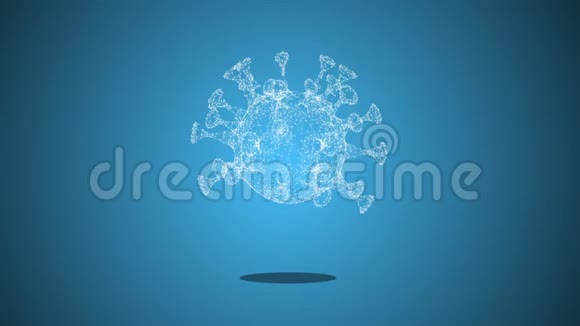 动画的病毒或细胞的深度半透明的几何结构漂浮在蓝色背景视频的预览图