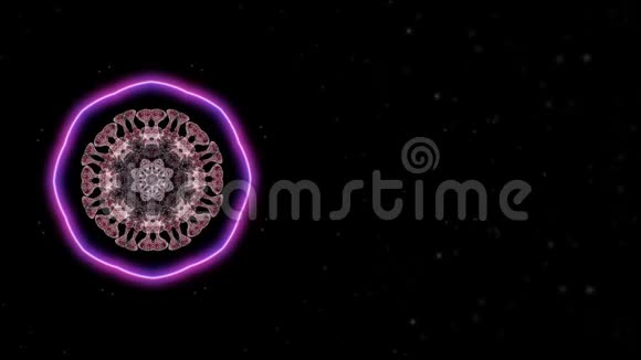 细菌和病毒在黑色背景下在霓虹灯圈内旋转的病原体爆发视频的预览图