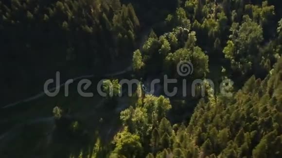 森林峡谷和水坝的空中射击视频的预览图
