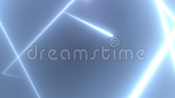 抽象霓虹灯三角隧道运动背景由白色蓝线组成的三角形数字隧道视频的预览图