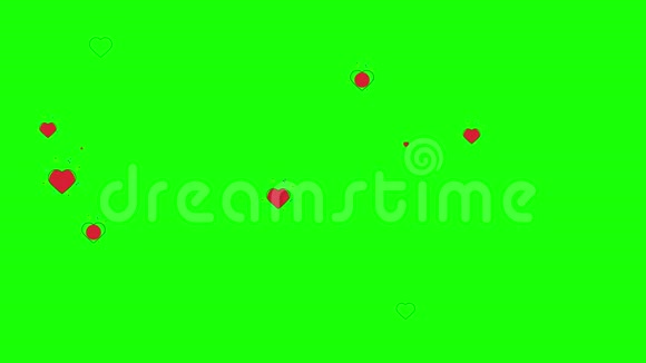 红色的心脏标记出现在绿色的背景上视频的预览图
