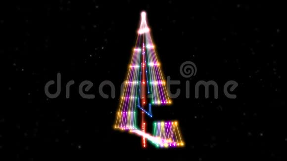 抽象背景霓虹灯三角形在阿尔法通道中以不同的颜色旋转视频的预览图