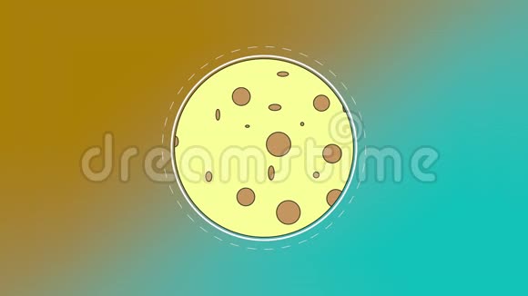 动画卡通月亮看起来像奶酪翻着黄色蓝色的背景视频的预览图