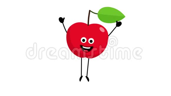 红苹果角色快乐跳跃视频的预览图