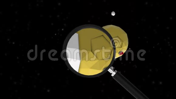 用放大镜在黑色背景上隔离的行星的研究视频的预览图