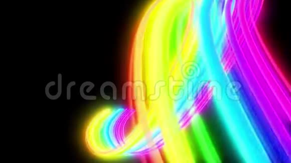 美丽的彩虹小径无缝流动循环三维动画彩虹彩色抽象流飞轻击视频的预览图
