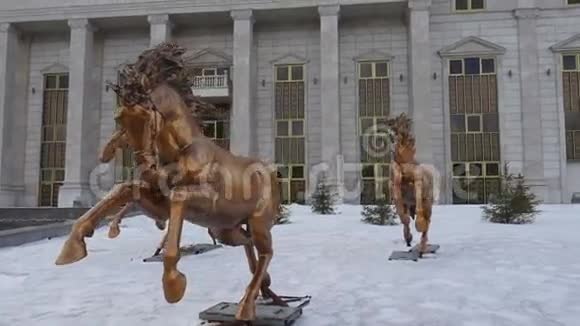 马的青铜雕塑视频的预览图