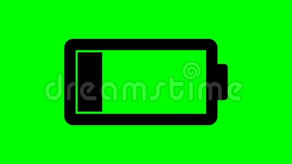电池图标动画绿色背景4K蓄能器标志上的充电符号视频的预览图