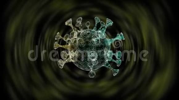 旋转病毒细胞3D呈现在阿尔法通道上的黄波背景视频的预览图