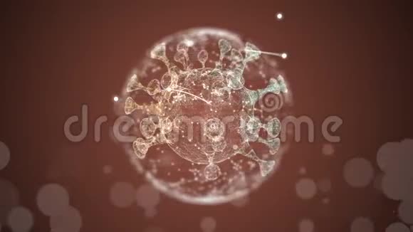 阿尔法通道照明病毒在棕色背景上旋转波克粒子漂浮视频的预览图
