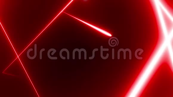 霓虹灯三角隧道中由黑色背景上生动的红色线条构成的运动3D渲染4K视频视频的预览图