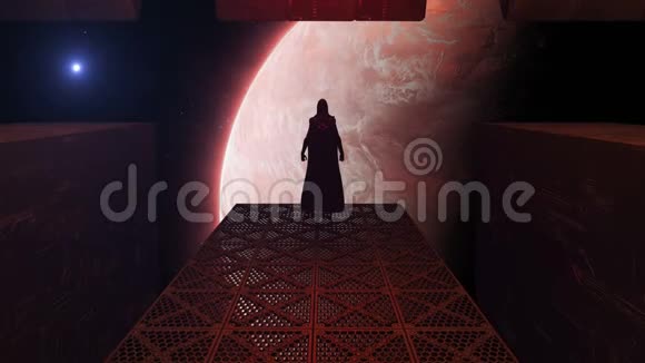 外星飞船探索红色星球的三维动画视频的预览图