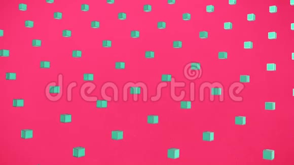 粉红色背景上的3D绿色方块视频的预览图