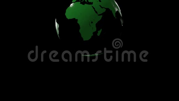 吸收行星与绿色大陆出现和旋转在黑色屏幕顶部视频的预览图