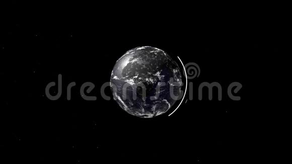 地球地球仪的抽象动画及其在黑色空间上出现的轨迹视频的预览图