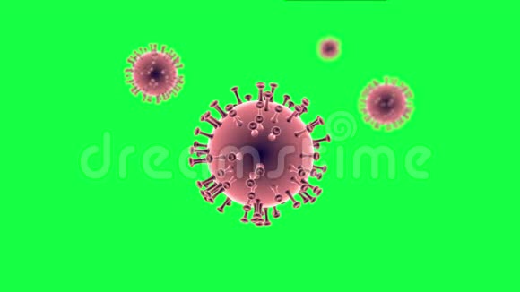 绿色屏幕上电影4D的冠状病毒3D模型视频的预览图