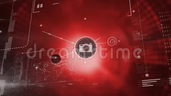 连接器移动数字红色背景视频的预览图