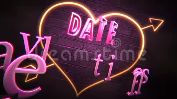 动画特写情人节日期文字和运动浪漫的心情人节闪亮的背景视频的预览图