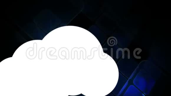 白云在蓝色数字背景下移动网络图标视频的预览图