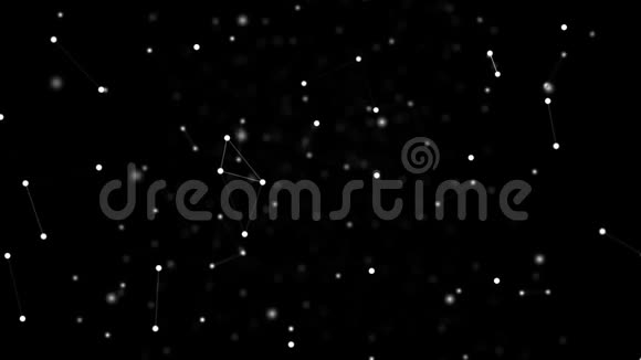 放大通过假白色恒星离焦粒子和线性连接在黑色空间视频的预览图