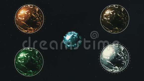 计算机产生的行星围绕地球在一个星空中运行视频的预览图